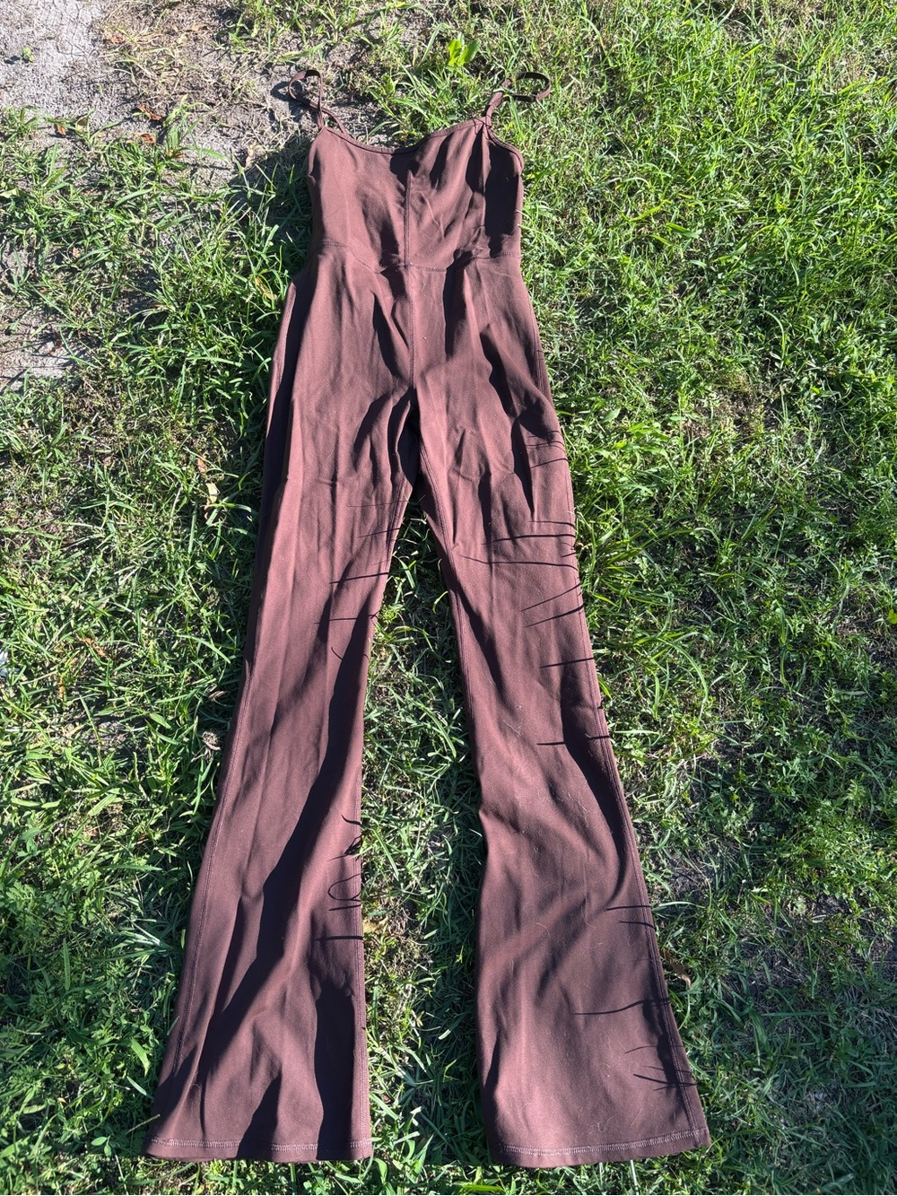 Sleeveless Brown Flared-Leg Jumpsuit
